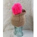 Mix It Knit Slouch Hat Pom Pom Beanie Love Pink & Tan Winter One Size   eb-88828807